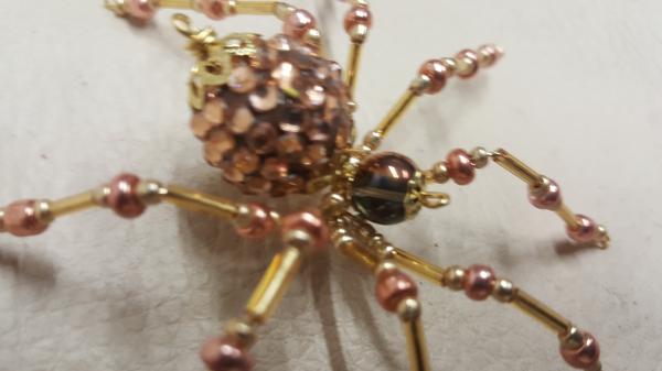 Steampunk/Christmas Golden Jeweled Beaded Spider picture