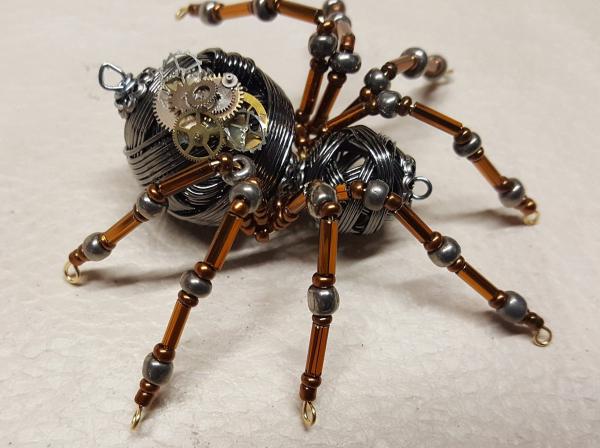 Steampunk Metal Beaded Spider w/Gears picture