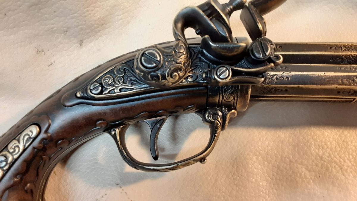 Steampunk Style 18th Century Aged French 3 Barrel Flintlock picture
