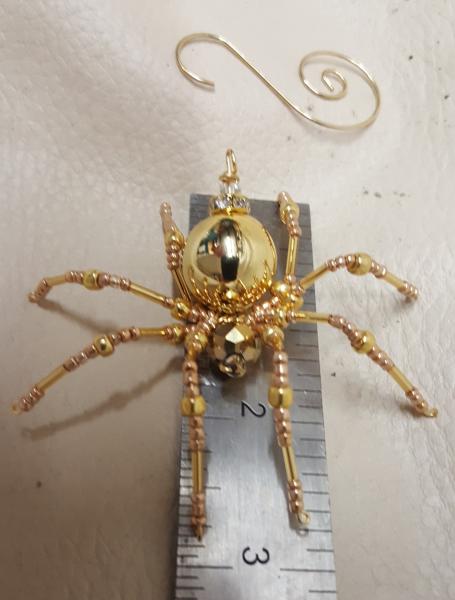 Metallic Steampunk Crystalline Beaded Golden Spider picture