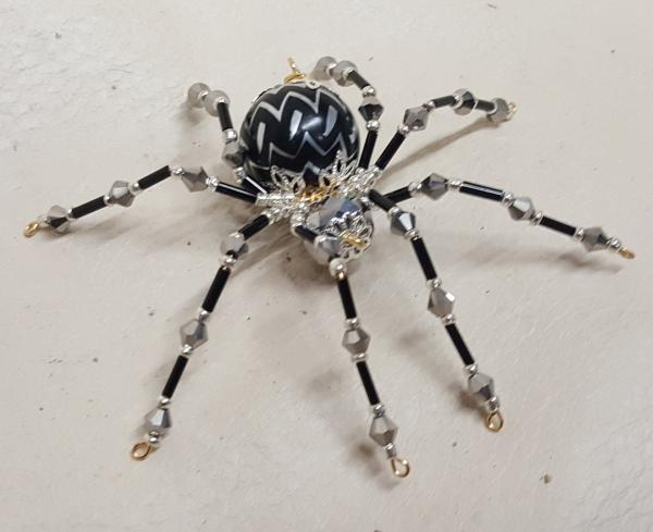 Steampunk/Christmas Crystalline Black/Silver Ice Spider picture