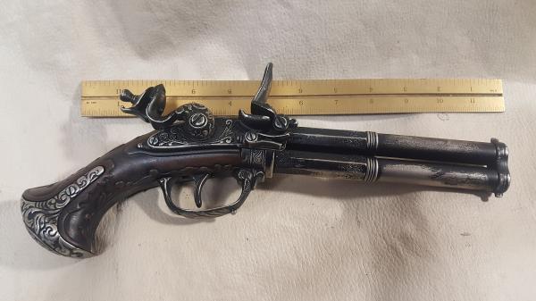 Steampunk Style 18th Century Aged French Double Barrel Flintlock picture