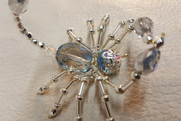 Steampunk Beaded Crystalline Opalescent Blue Tinted Scorpion picture