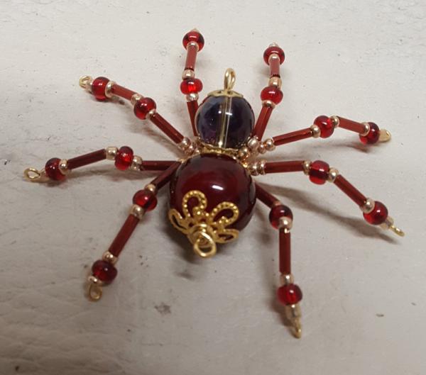 Small Steampunk Beaded Blood Red Spider picture