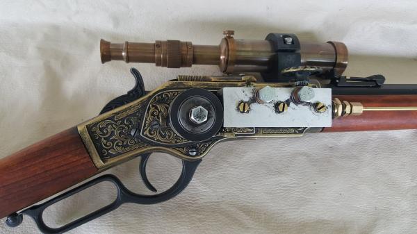 Steampunk 1873 Lever Action Winchester Rifle Non Firing Replica W/Scope picture