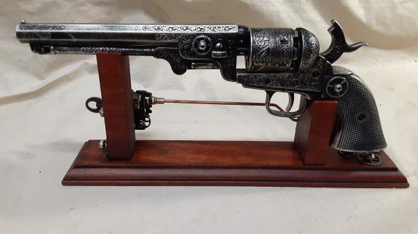 Steampunk 1851 Colt Navy Revolver Non Firing Replica w/Holster and Steampunk Display Stand picture