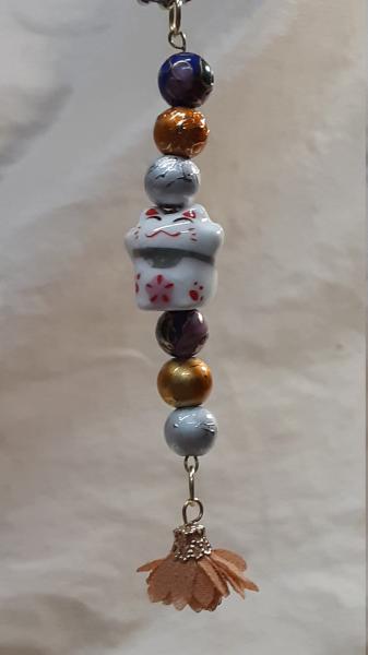 Beaded Hanger Kitty Cat Ornament/ Key Fob picture
