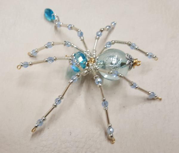 Steampunk/Christmas Dew Drop Crystalline Blue Ice Spider picture