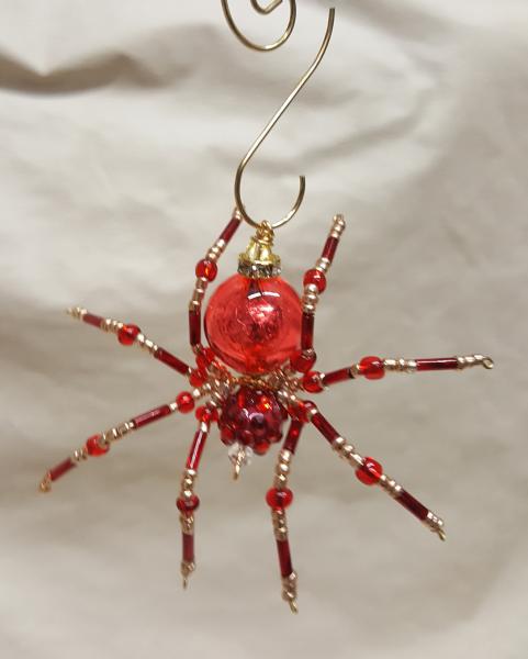 Small Steampunk Beaded Blood Red Spider picture