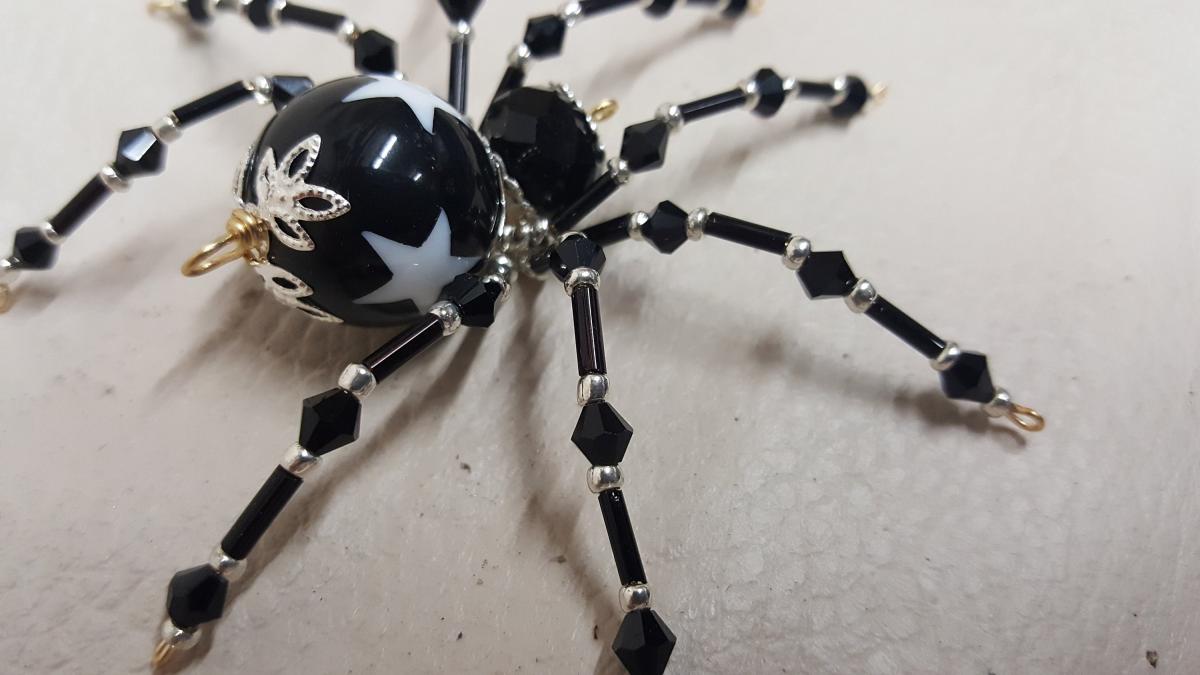 Steampunk/Christmas Black Star Beaded Spider picture