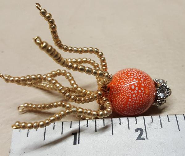 Orange Crowned Speckled Steampunk Beaded Octopus picture
