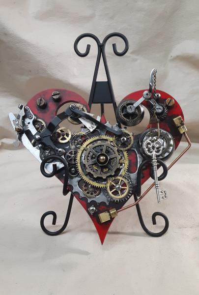 Steampunk Geared Heart With Display Easel picture