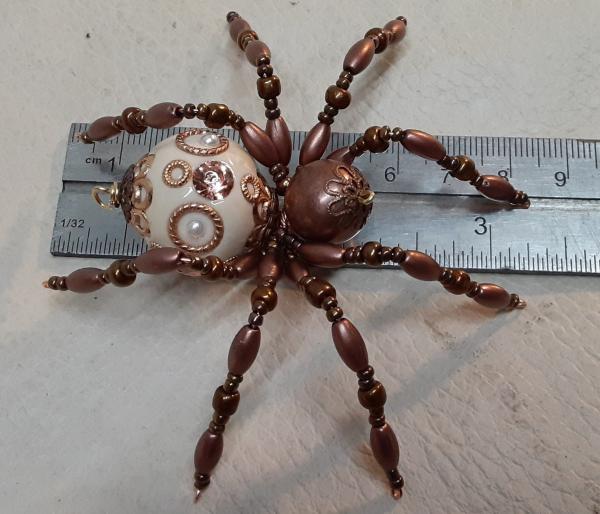 Metallic Steampunk Beaded Copper Spider picture