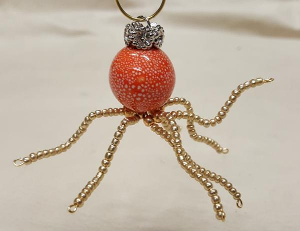 Orange Crowned Speckled Steampunk Beaded Octopus picture