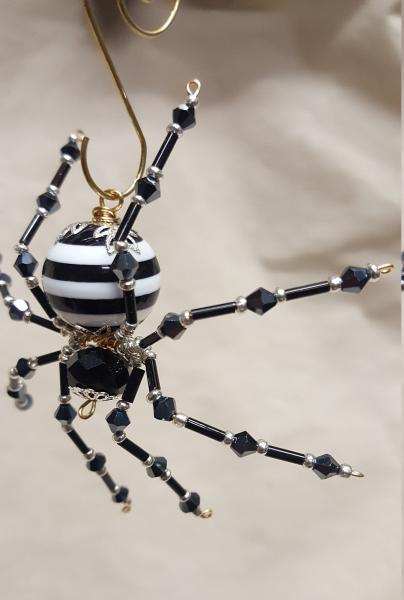 Steampunk Crystalline Black/White Striped Spider picture