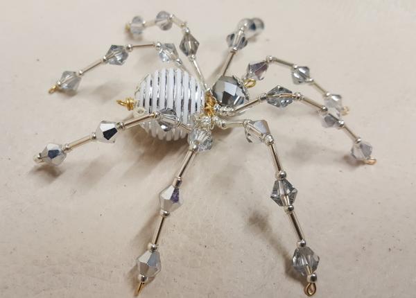 Steampunk/Christmas Crystalline White/Silver Striped Ice Spider picture