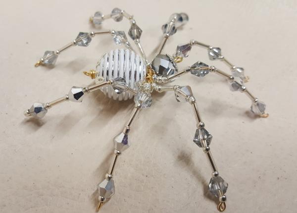 Steampunk/Christmas Crystalline White/Silver Striped Ice Spider picture