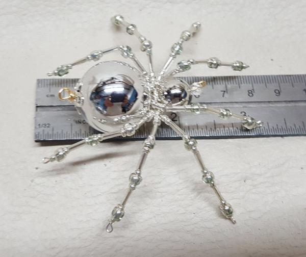 Metallic Christmas Beaded Silver Spider picture