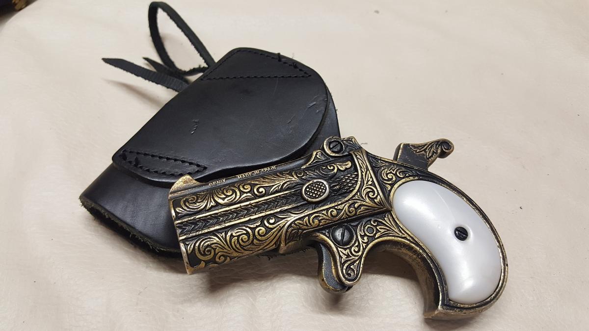 Steampunk 1866 Remington Derringer Non Firing Replica w/Holster picture