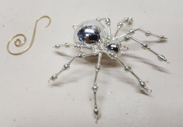 Metallic Christmas Beaded Silver Spider picture