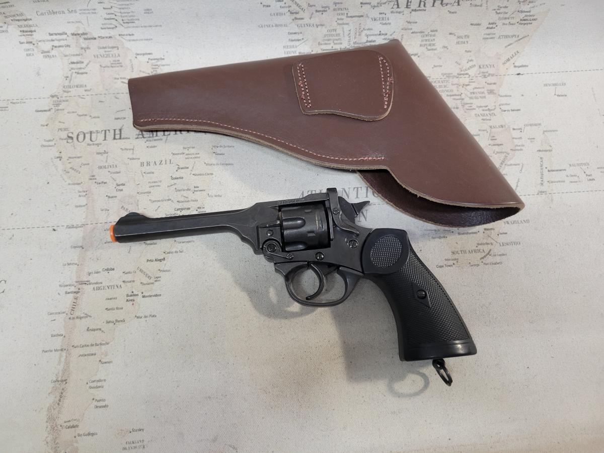 British 1887 Webley Non-Firing Revolver Replica with Leather Holster picture
