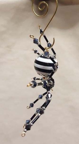 Steampunk Crystalline Black/White Striped Spider picture