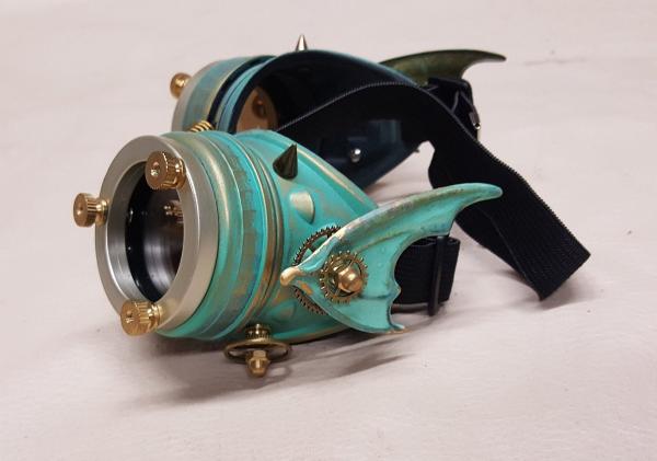 Steampunk Brass Patina Engineer Goggles- Demon Spawn picture