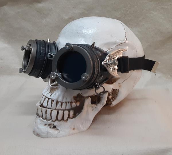 Steampunk Engineer Black Bat Wing Goggles picture