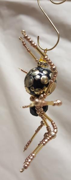 Steampunk Black /Gold Splotched Beaded Spider picture