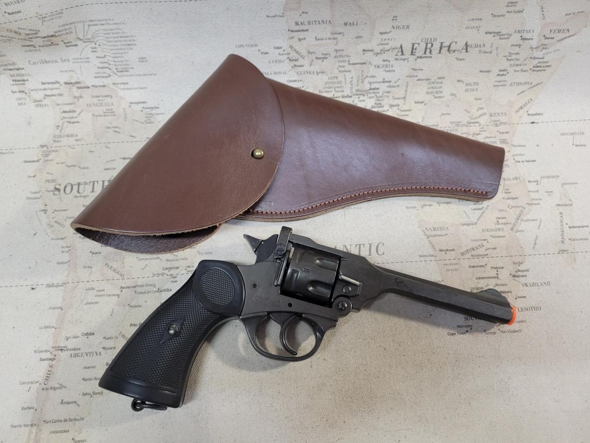 British 1887 Webley Non-Firing Revolver Replica with Leather Holster picture