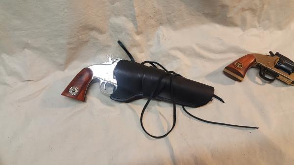 1869 Schofield Nickel or Brass/Gunmetal Revolver Non Firing Replica w/Holster picture