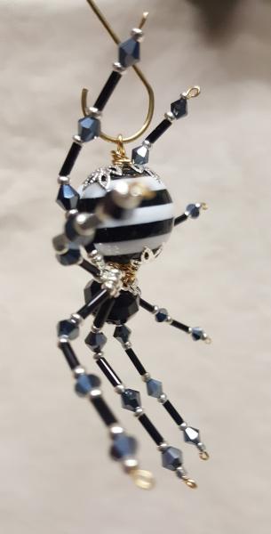 Steampunk Crystalline Black/White Striped Spider picture