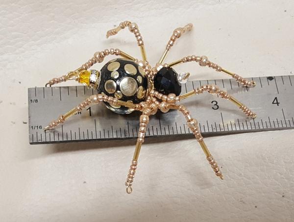 Steampunk Black /Gold Splotched Beaded Spider picture