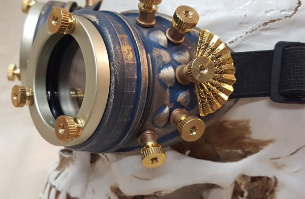 Blue Steampunk Engineer Goggles With Filigree picture