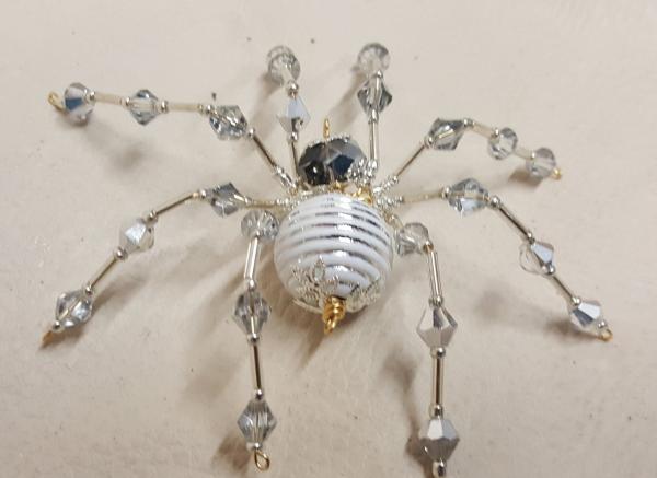 Steampunk/Christmas Crystalline White/Silver Striped Ice Spider picture