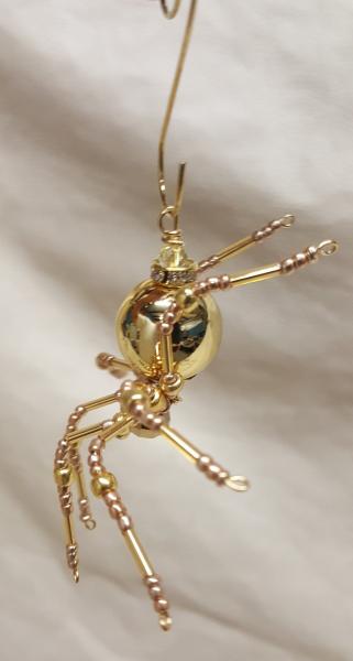 Metallic Steampunk Crystalline Beaded Golden Spider picture