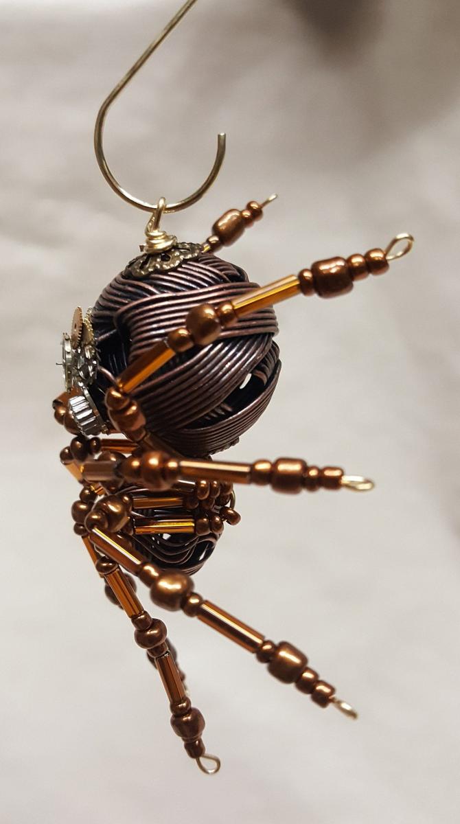Steampunk Metal Beaded Spider w/Gears picture