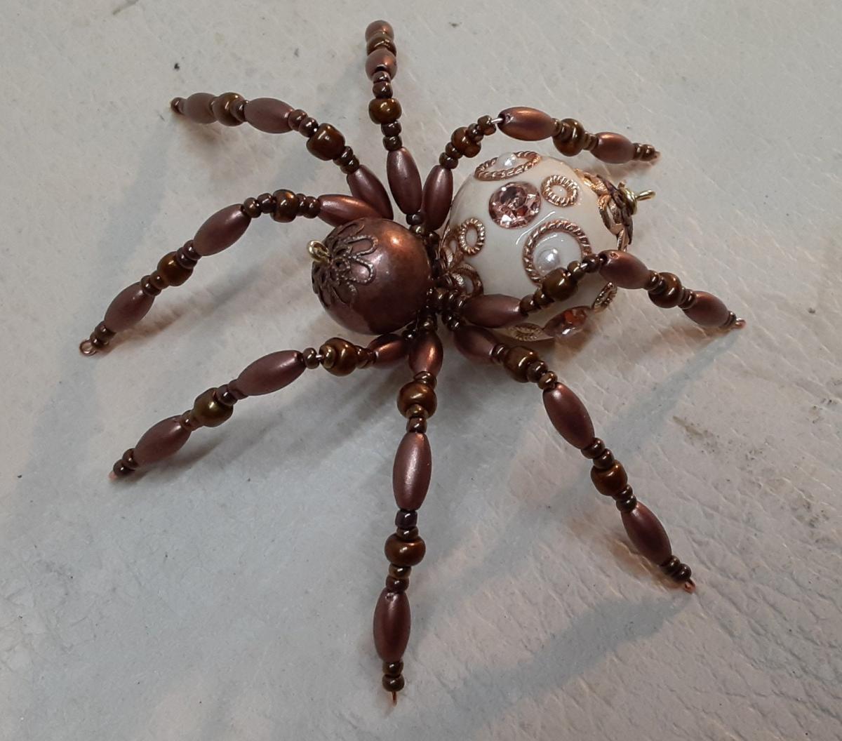 Metallic Steampunk Beaded Copper Spider picture