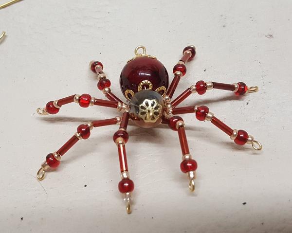 Small Steampunk Beaded Blood Red Spider picture