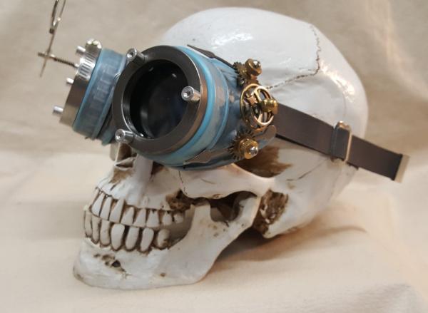Blue Steampunk Engineer Goggles With Magnifying Loupes picture