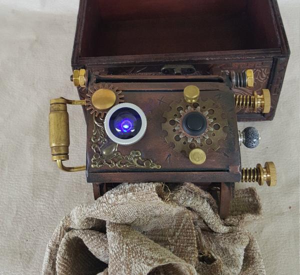 Steampunk Vortex Manipulator With Wooden Steampunk Box picture