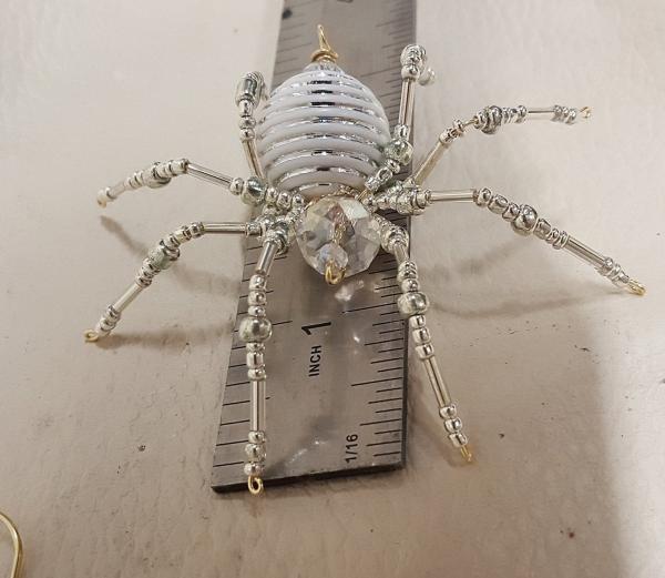 Steampunk Crystalline White/Silver Striped Ice Spider picture