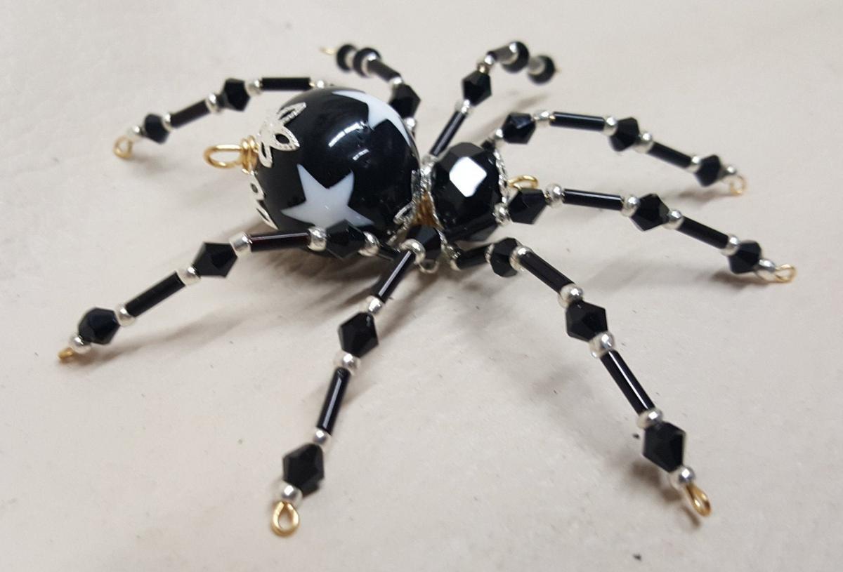 Steampunk/Christmas Black Star Beaded Spider picture