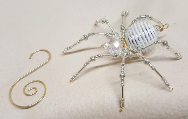 Steampunk Crystalline White/Silver Striped Ice Spider picture