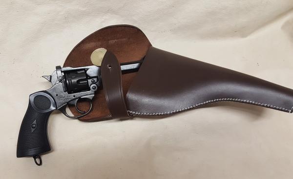 British 1887 Webley Non-Firing Revolver Replica with Leather Holster and Shoulder Strap picture