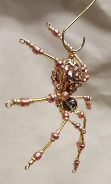Steampunk/Christmas Golden Jeweled Beaded Spider
