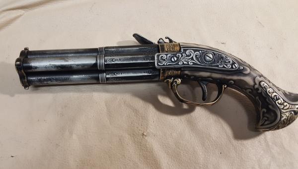 Steampunk Style 18th Century Aged French Four Barrel Flintlock picture
