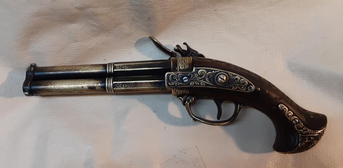 Steampunk Style 18th Century Aged French 3 Barrel Flintlock picture