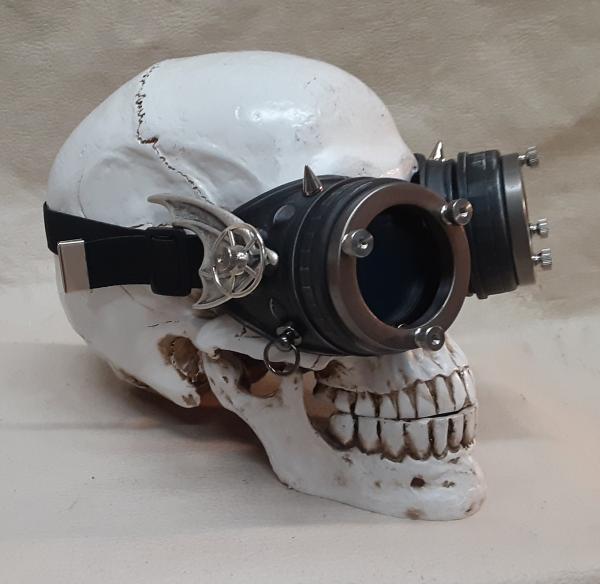 Steampunk Engineer Black Bat Wing Goggles picture