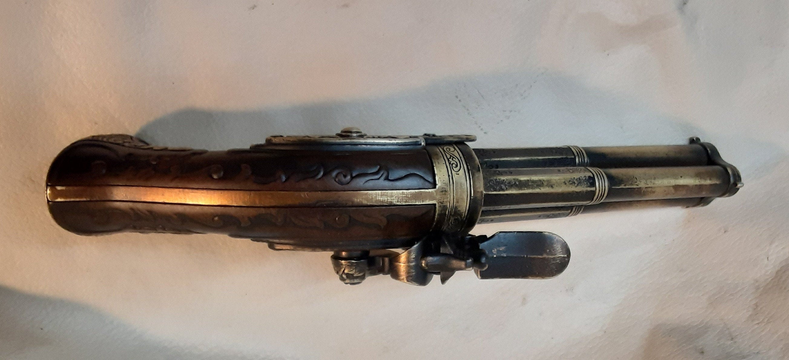 Steampunk Style 18th Century Aged French 3 Barrel Flintlock picture